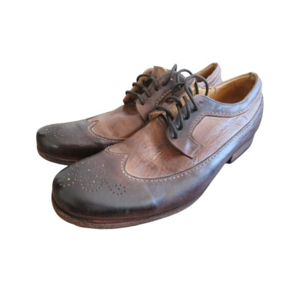 BED STU Bench Made Cobbler Series Wingtip Derby Brogue Shoes Brown Leather 10 - Picture 1 of 15